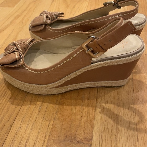 Franco sarto tan flower sling back wedge sandals - Picture 4 of 5